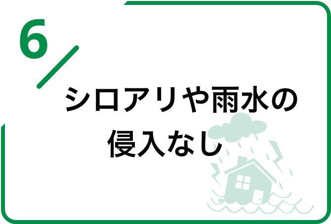 シロアリや雨水の侵入なし